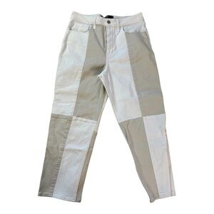Hollister Two-Tone Patchwork Beige & White Chinos